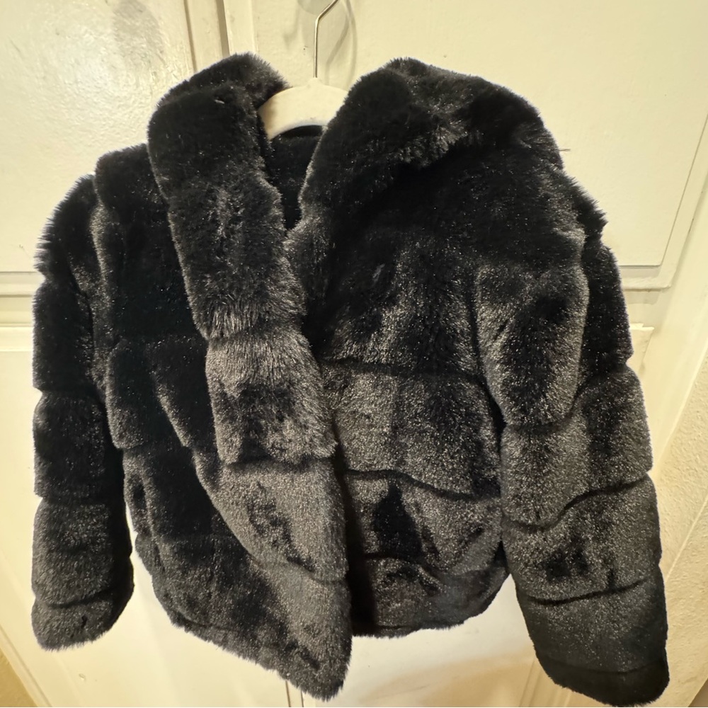 Apparis Black Faux Fur hooded jacket